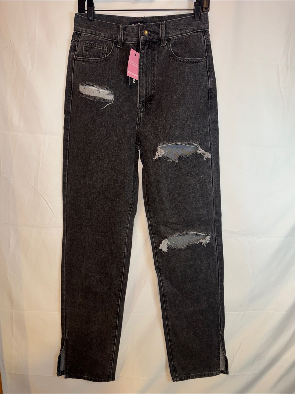 Pretty Little Things Washed Grey Ripped Split Hem